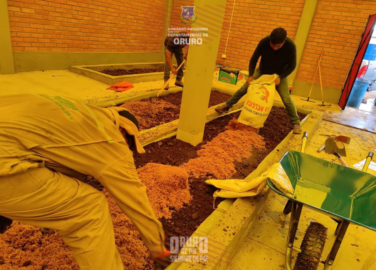 La Secretaria Departamental de Desarrollo Productivo e Industria y el Proyecto "Mejoramiento de la Producción de Quinua mediante bioinsumos en 14 Municipios del Departamento de Oruro, realizó los trabajos de acondicionamiento del área de lombricultura en el municipio de Caracollo CADEA, que se llevó a cabo del 11 al 13 de diciembre.
