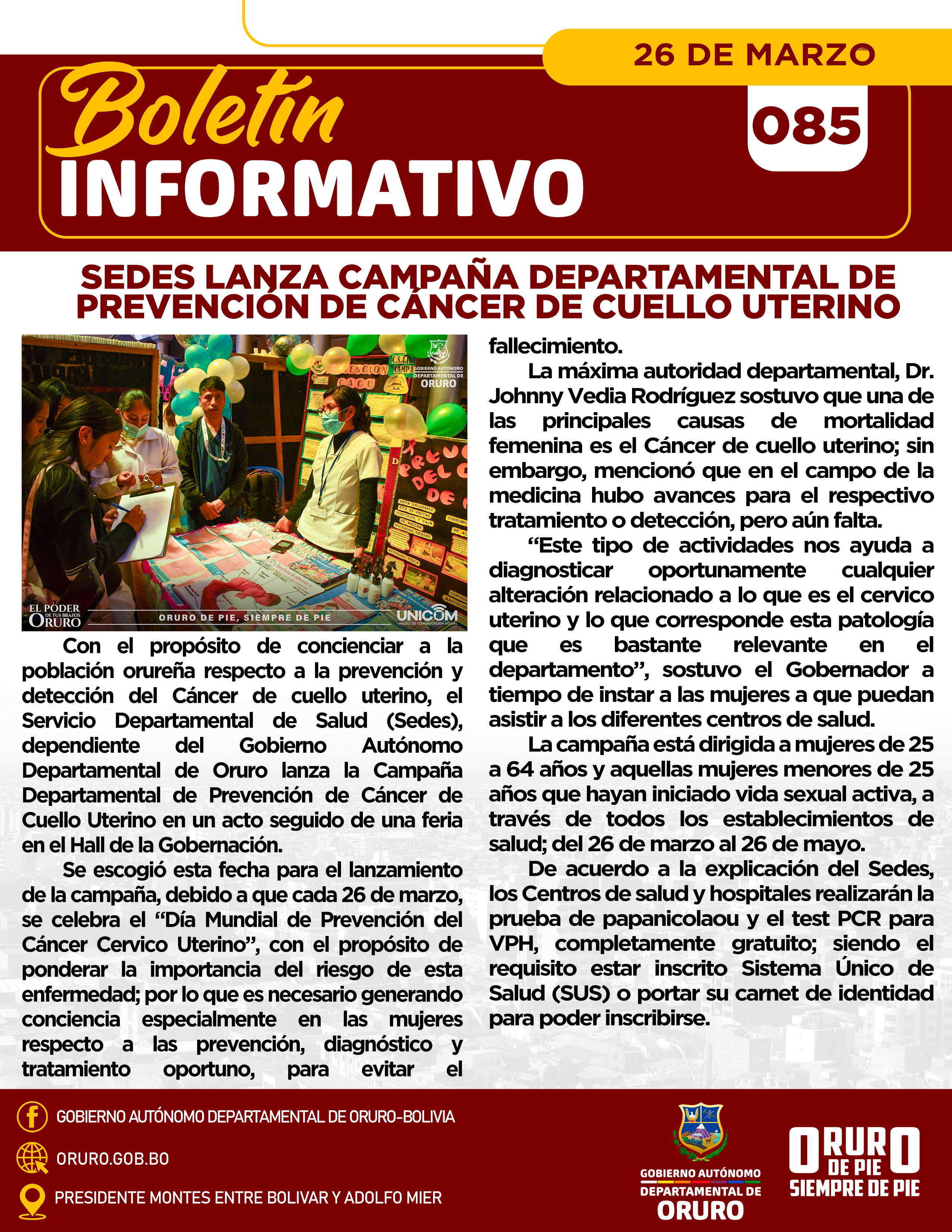 Sedes lanza Campaña Departamental de Prevención de Cáncer de cuello uterino